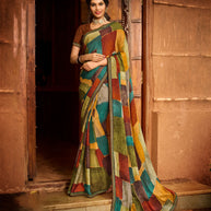 Laxmipati Moss Zari Multicolor Sarees
