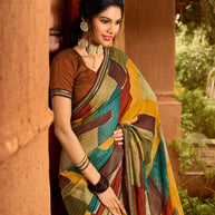 Laxmipati Moss Zari Multicolor Sarees