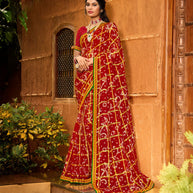 Laxmipati Chiffon Checks Red Sarees