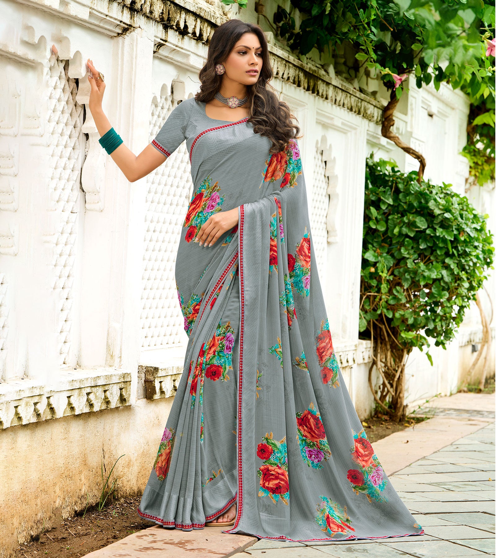 Laxmipati Georgette Grey Sarees
