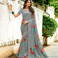 Laxmipati Georgette Grey Sarees