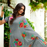 Laxmipati Georgette Grey Sarees