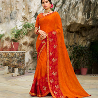 Laxmipati Brasso Red & Orange Sarees