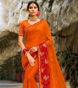 Laxmipati Brasso Red & Orange Sarees