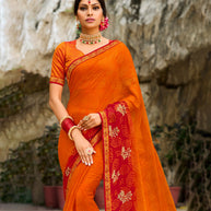 Laxmipati Brasso Red & Orange Sarees