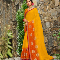 Laxmipati Brasso Orange & Yellow Sarees
