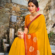 Laxmipati Brasso Orange & Yellow Sarees