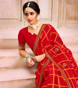 Laxmipati  Chiffon Red Saree