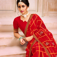 Laxmipati  Chiffon Red Saree