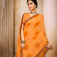Laxmipati  Chiffon Light Orange Saree