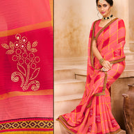 Laxmipati  Chiffon Light pink  Saree