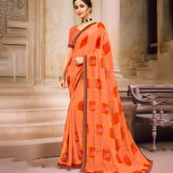 Laxmipati  Chiffon Orange Saree
