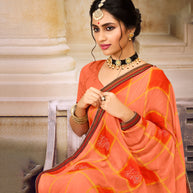Laxmipati  Chiffon Orange Saree