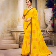 Laxmipati  Chiffon Lemon Yellow Saree
