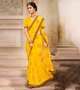 Laxmipati  Chiffon Lemon Yellow Saree