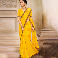 Laxmipati  Chiffon Lemon Yellow Saree