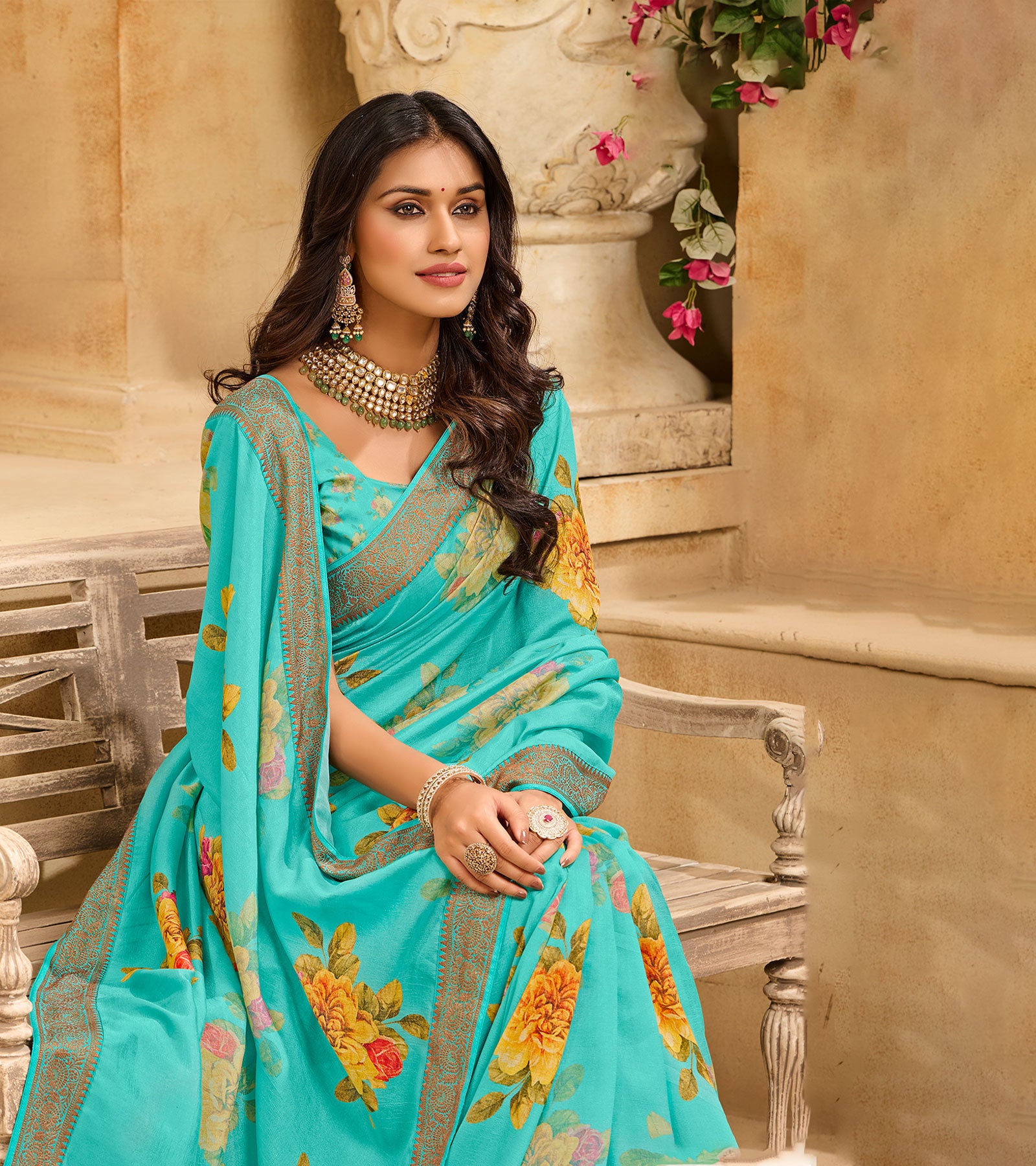 Laxmipati Tangail Silk Sky Blue Flower Print Sarees – Laxmipati Sarees ...