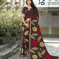 Laxmipati Georgette Brown Saree