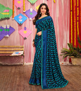 Laxmipati Georgette & Jacquard Navy Blue Saree