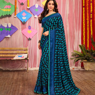 Laxmipati Georgette & Jacquard Navy Blue Saree