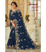 Laxmipati 7239 Sakshi Navy Blue Tangail Silk Saree