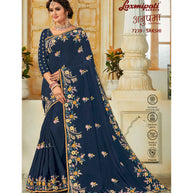 Laxmipati 7239 Sakshi Navy Blue Tangail Silk Saree