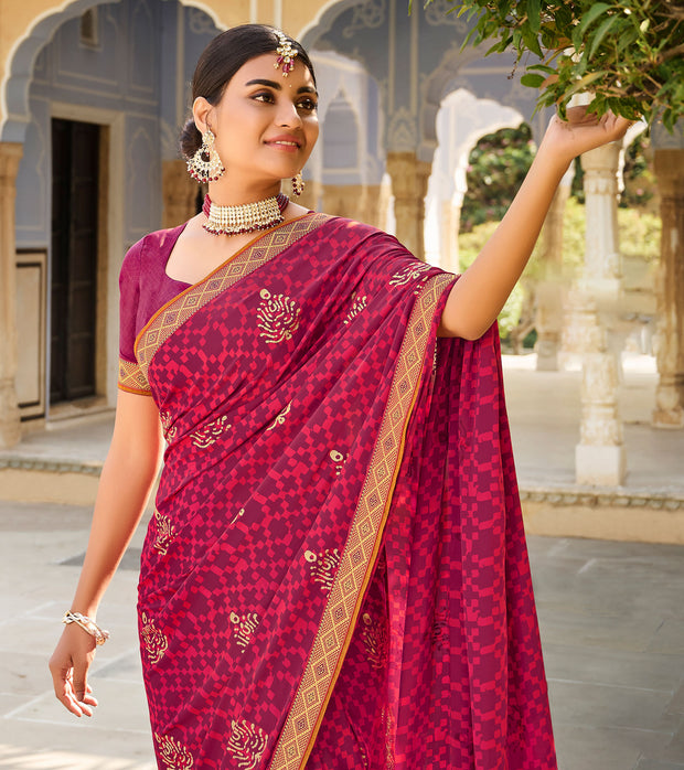Laxmipati Silk Wine Saree
