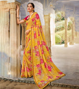 Laxmipati Chiffon Checks Lemon Saree