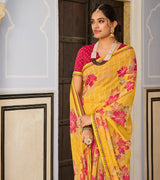 Laxmipati Chiffon Checks Lemon Saree