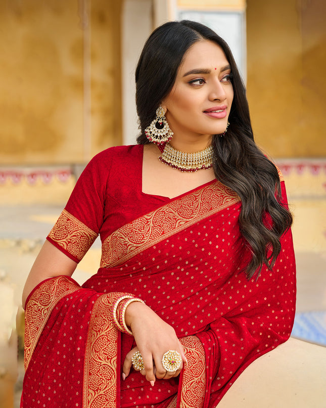 Laxmipati Silk Touch Red Sarees