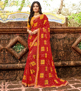 Laxmipati Chiffon Red Saree