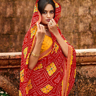 Laxmipati Chiffon Red Saree
