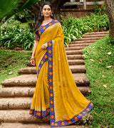 Laxmipati Chiffon Mustard Saree