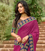 Laxmipati Chiffon Wine Saree