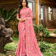 Laxmipati Chiffon Checks Pink Saree