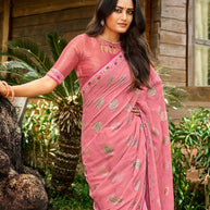 Laxmipati Chiffon Checks Pink Saree