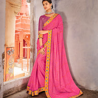 Laxmipati Chiffon Pink Saree