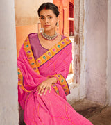 Laxmipati Chiffon Pink Saree