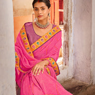 Laxmipati Chiffon Pink Saree