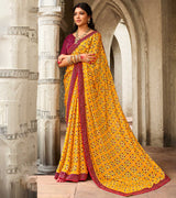 Laxmipati Chiffon Mustard, Red Sarees