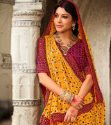 Laxmipati Chiffon Mustard, Red Sarees