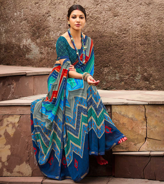Laxmipati Georgette Multicolor Saree