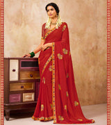 Laxmipati Brasso Red Saree