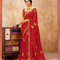 Laxmipati Brasso Red Saree