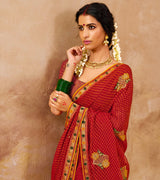 Laxmipati Brasso Red Saree