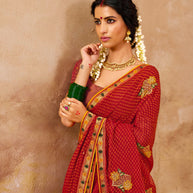 Laxmipati Brasso Red Saree