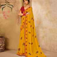 Laxmipati Sparkle Chiffon Gold Saree