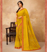 Laxmipati chiffon Mustard Saree