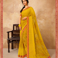Laxmipati chiffon Mustard Saree
