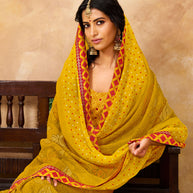 Laxmipati chiffon Mustard Saree